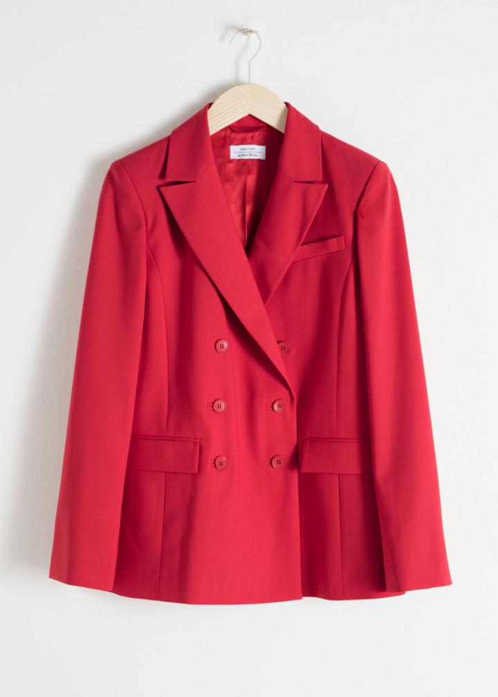 Other Stories Long Double Breasted Blazer - Red