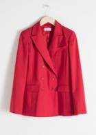 Other Stories Long Double Breasted Blazer - Red
