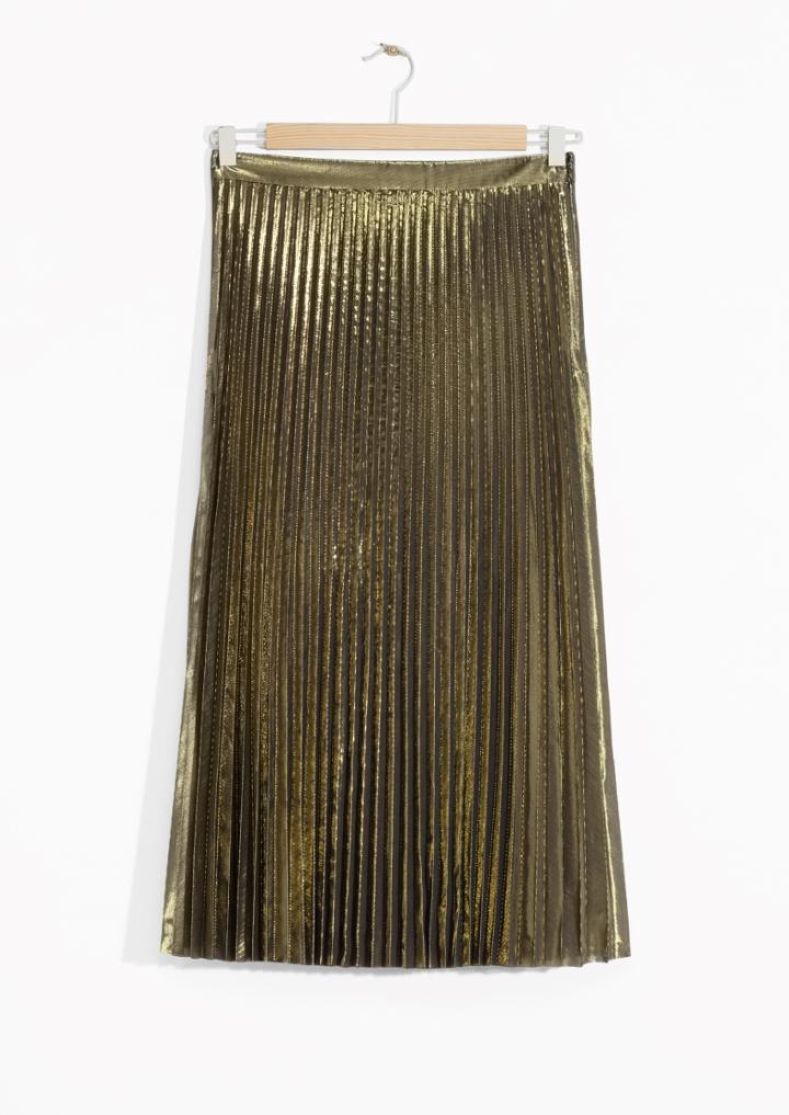 Other Stories Metallic Pleated Skirt