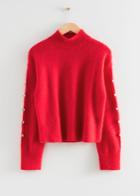Other Stories Cropped Rhinestone Embellished Jumper - Red