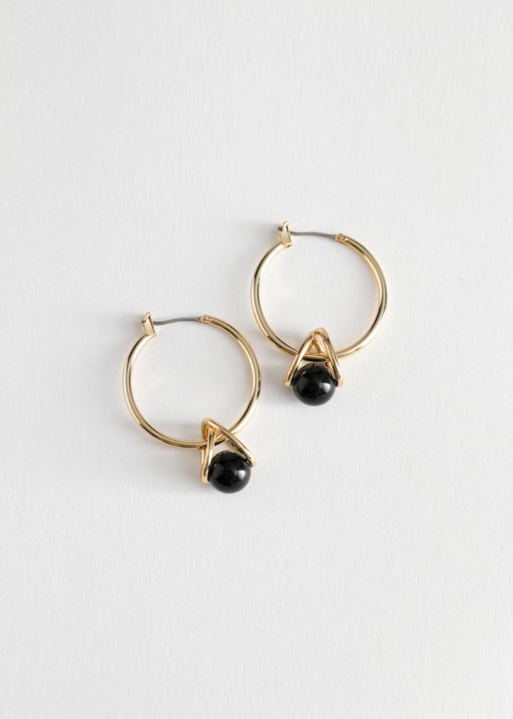 Other Stories Sphere Wire Hoop Earrings - Black