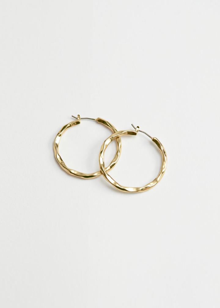 Other Stories Hammered Mini Hoop Earrings - Gold
