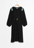 Other Stories Embroidered Tunic With Braided Belt - Black
