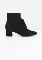 Other Stories Frill Suede Ankle Boots - Black