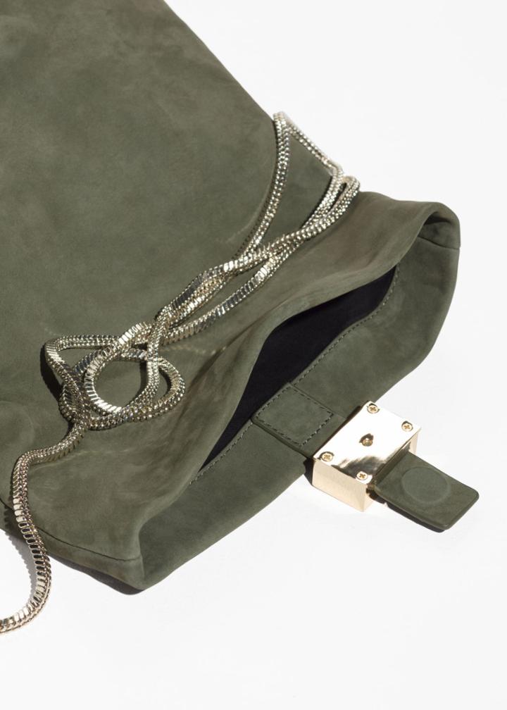 Other Stories Small Leather Fold-over Bag - Green