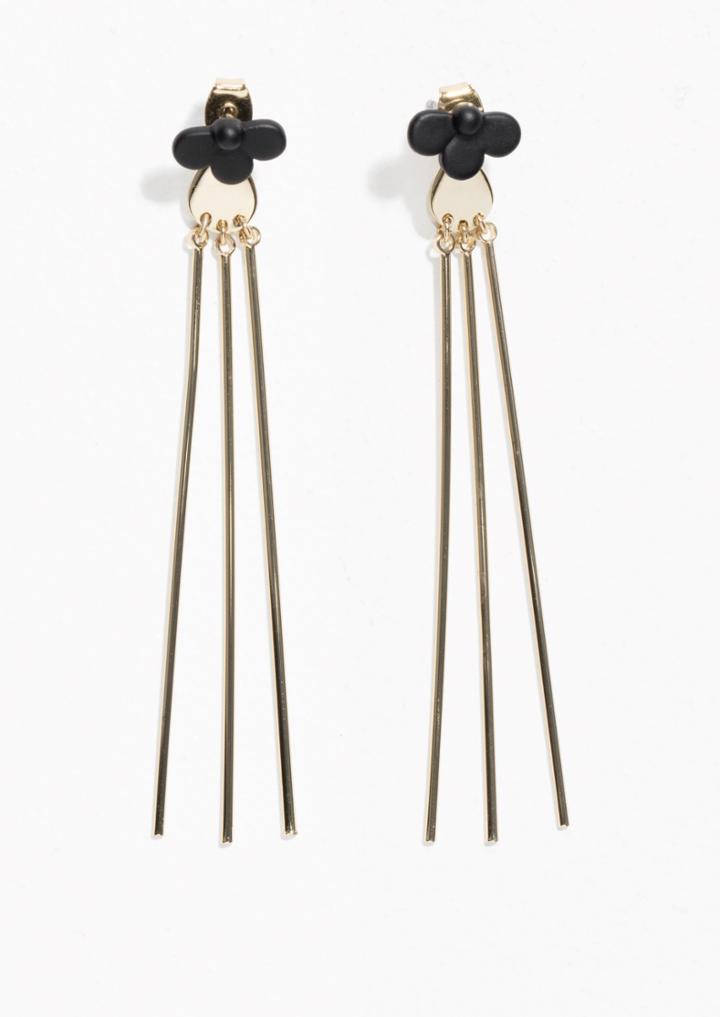 Other Stories Leather Flower Pendant Earrings