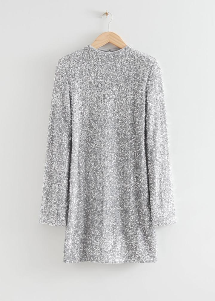 Other Stories Fitted Sequin Mini Dress - Grey