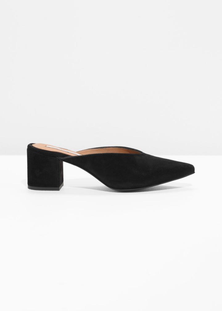 Other Stories Suede Mule Pump - Black