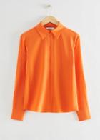 Other Stories Shell Button Silk Blouse - Orange