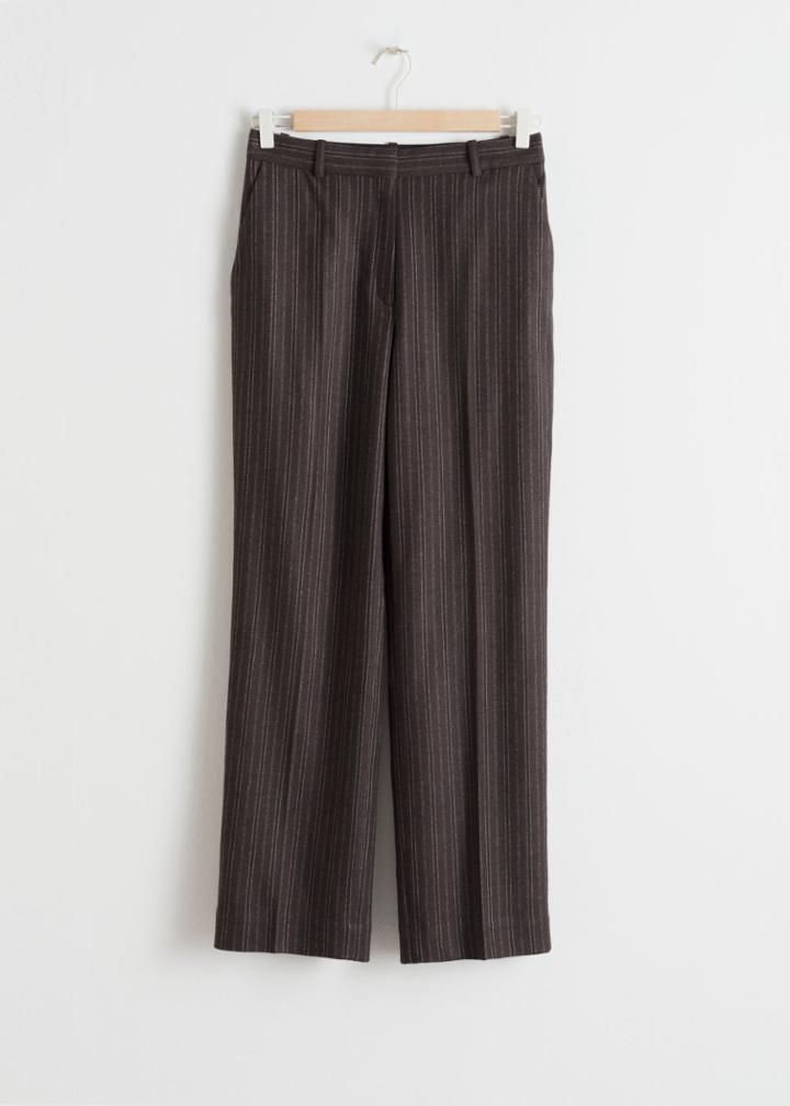 Other Stories Wool Blend Pin Stripe Trousers - Beige