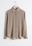 Other Stories Pointed Collar Silk Shirt - Brown