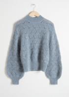 Other Stories Eyelet Knit Wool Blend Sweater - Blue
