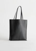 Other Stories Grainy Leather Tote Bag - Black