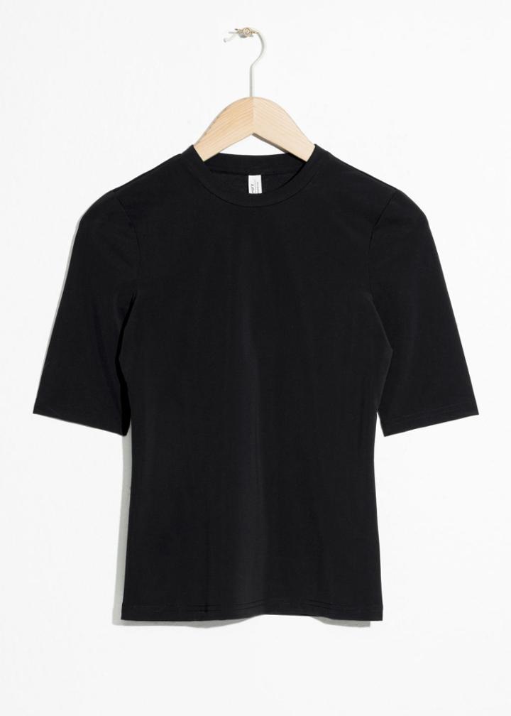 Other Stories Fitted Three Quarter Sleeve Tee - Black