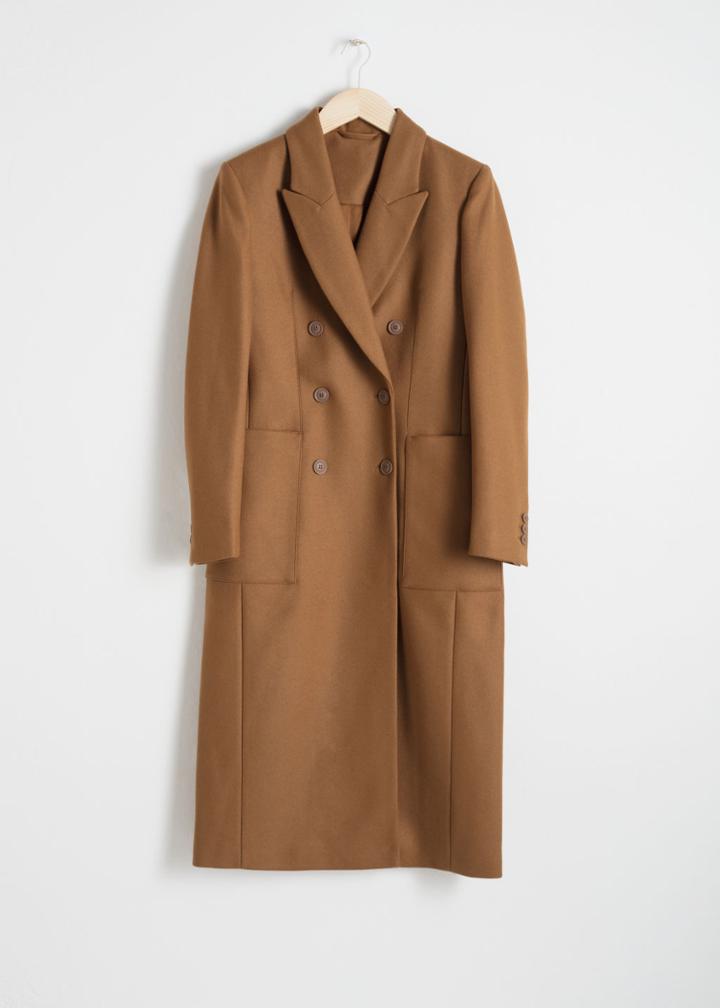 Other Stories Structured Wool Blend Coat - Beige
