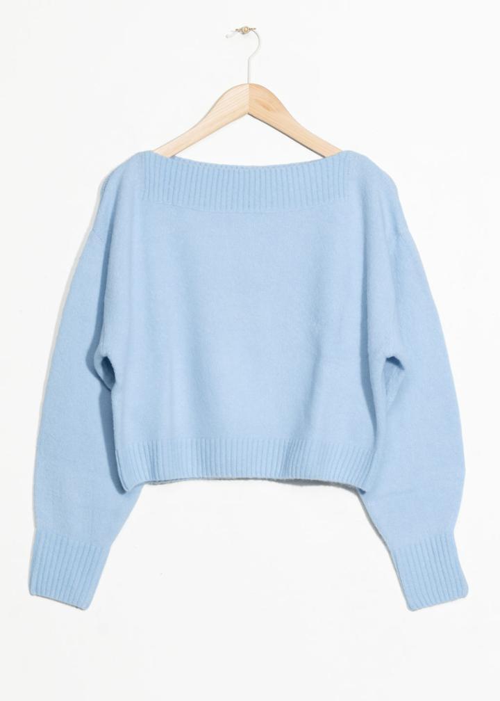Other Stories Cropped Boatneck Sweater - Blue