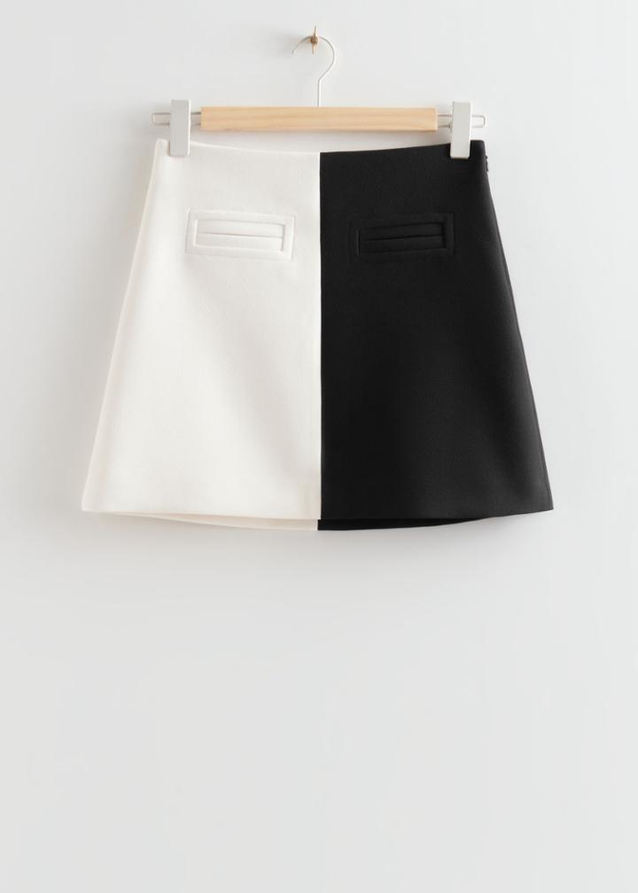 Other Stories Color Block Mini Skirt - White