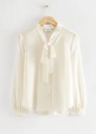 Other Stories Tie Bow Silk Blouse - White