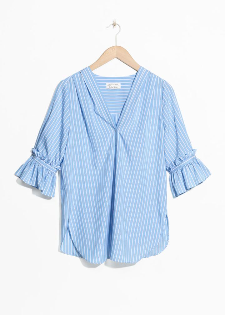 Other Stories Frill Sleeve Blouse - Blue