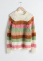 Other Stories Pastel Striped Wool Blend Sweater - White