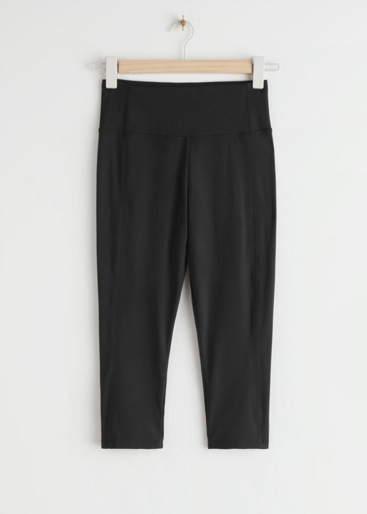 Other Stories Quick-dry Mid Length Yoga Tights - Black
