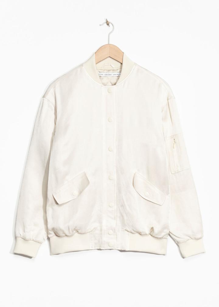 Other Stories Lustrous Bomber Jacket - Beige