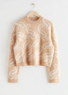 Other Stories Cropped Jacquard Knit Sweater - Beige