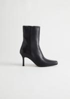 Other Stories Thin Heel Leather Boots - Black