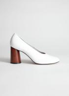Other Stories Leather Wooden Heel Pumps - White