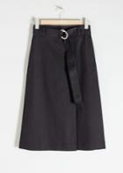 Other Stories Belted A-line Midi Skirt - Black
