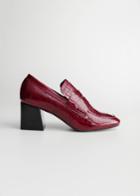 Other Stories Patent Croc Heeled Loafers - Red