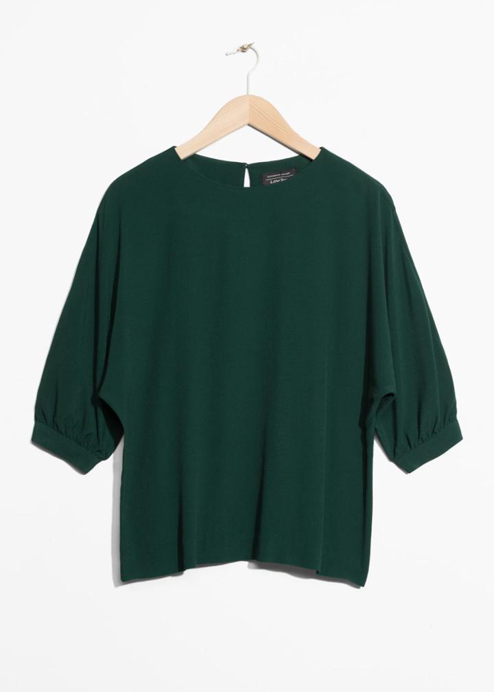 Other Stories Puff Sleeve Blouse - Green