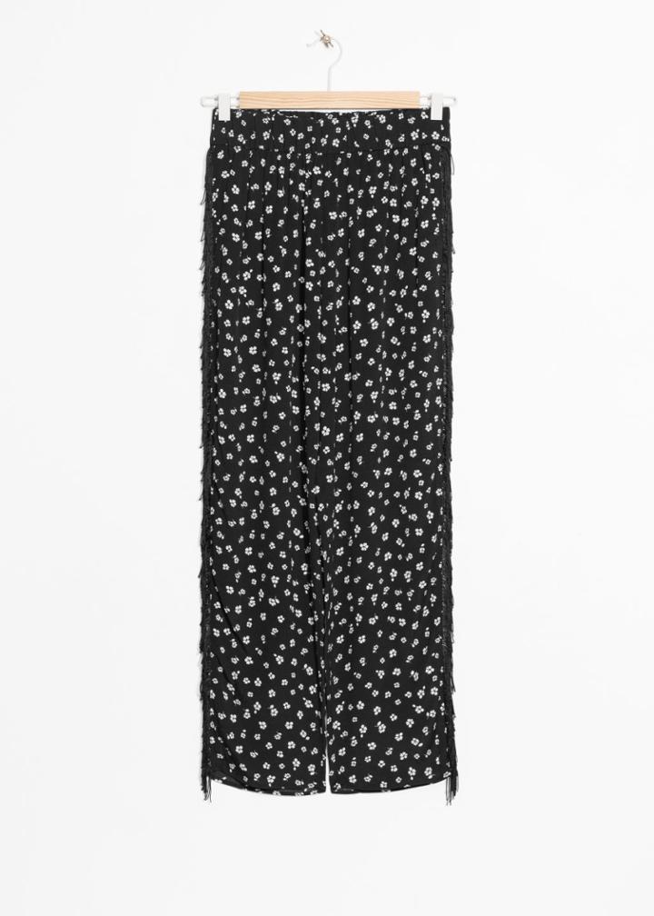 Other Stories Floral Fringe Trousers - Black