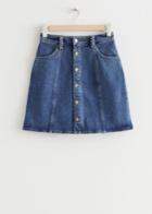 Other Stories Buttoned Denim Mini Skirt - Blue