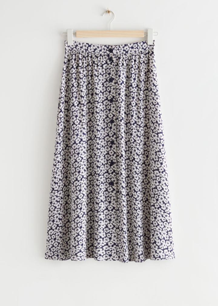 Other Stories Buttoned Midi Skirt - Beige