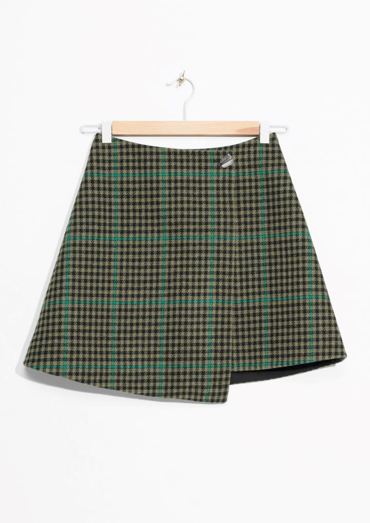 Other Stories Check Overlap Skirt