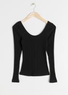 Other Stories Fitted Scoop Neck Cotton Top - Black