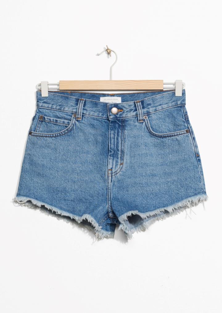Other Stories Raw Edge Cut Off Denim Shorts