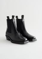 Other Stories Leather Chelsea Western Boots - Black