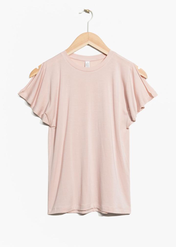 Other Stories Split Shoulder Jersey Tee - Orange