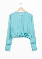 Other Stories Satin Wrap Blouse - Turquoise