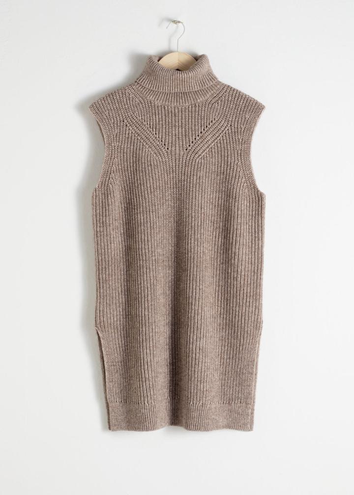 Other Stories Cotton Blend Knit Turtleneck Vest - Beige