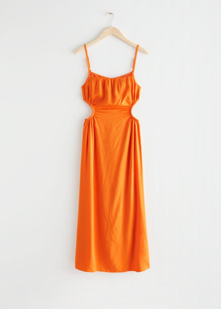 Other Stories Strappy Cut-out Midi Dress - Orange
