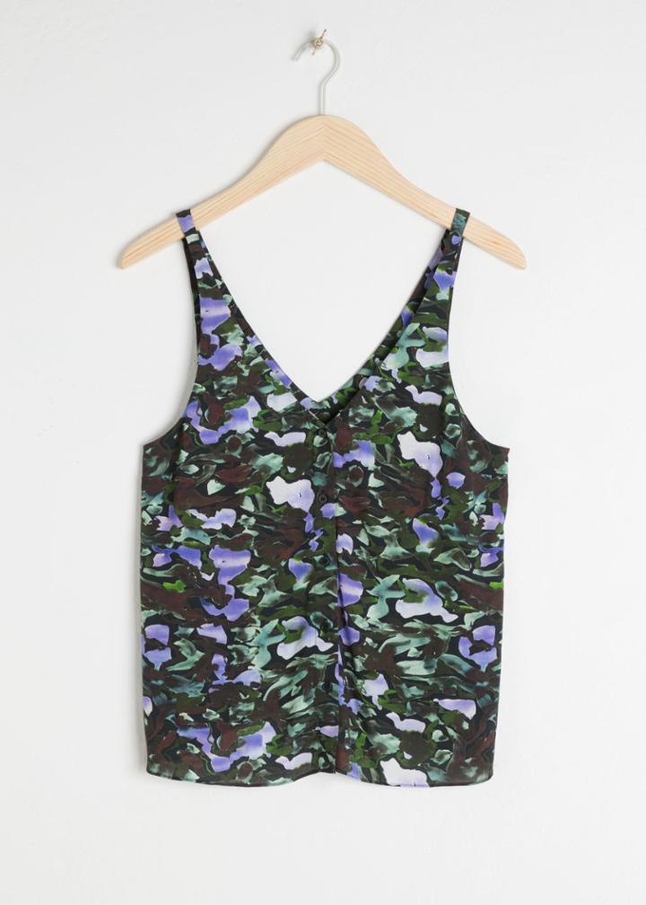 Other Stories Scoop Neck Button Down Tank - Green