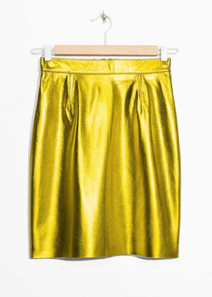 Other Stories Leather Skirt - Yellow