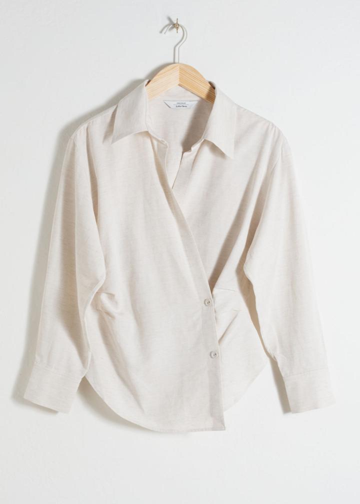 Other Stories Wrap Button Shirt - White