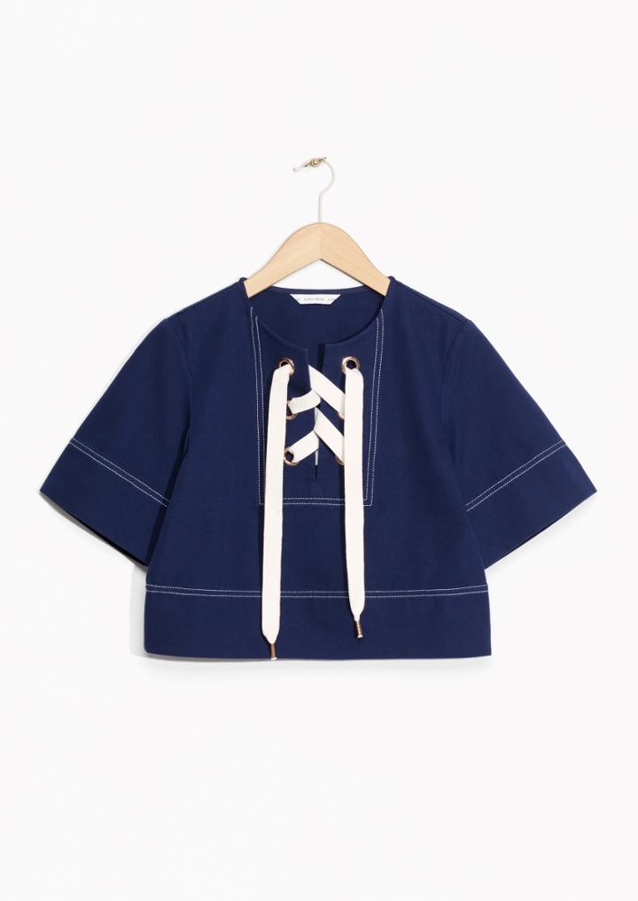 Other Stories Cropped Lace-up Blouse