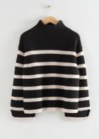 Other Stories Oversized Mock Neck Striped Sweater - Black