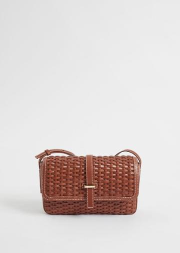 Other Stories Braided Leather Messenger Bag - Beige