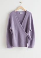 Other Stories Rib Knit Wrap Cardigan - Purple